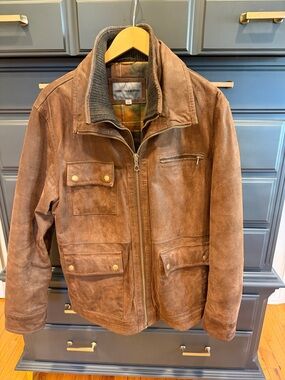 Johnston & Murphy Brown Suede Field Jacket with Zip Front